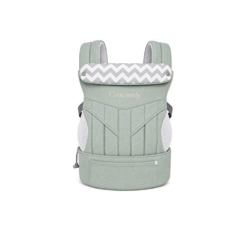 Coocoonly Bean 100% cotton baby carrier in Forest Green, front view